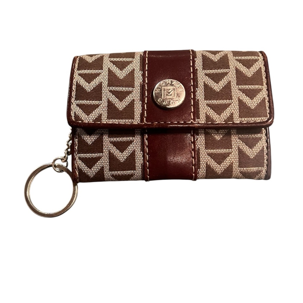 Michael Kors Signature Key Chain Wallet Change Purse Brown Designer 4.5”x3.5”